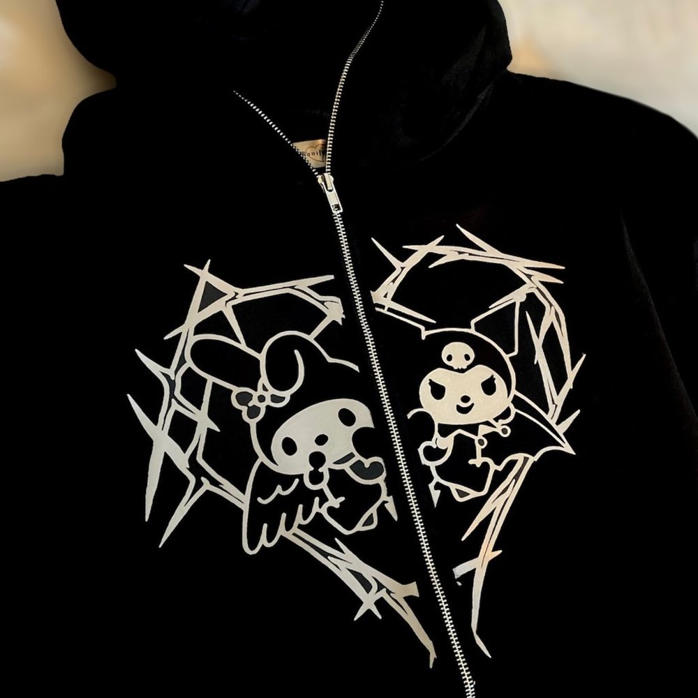 My Melody x Kuromi Full Zip Up Reflective Hoodie
